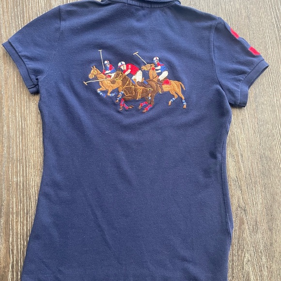 Polo Ralph Lauren Custom Slim Fit Triple Pony Polo Shirt Men’s Small Navy Blue - Picture 4 of 6